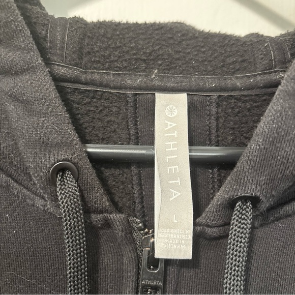 Athleta Tenacity Duster Full Zip Longline Hoodie Jacket Black Size L Sweatshirt - Picture 3 of 6